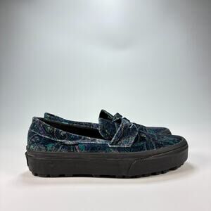 Vans Style 53 Velvet Paisley Blue Slip On Loafers Shoes 507452 Women's Size 5.5